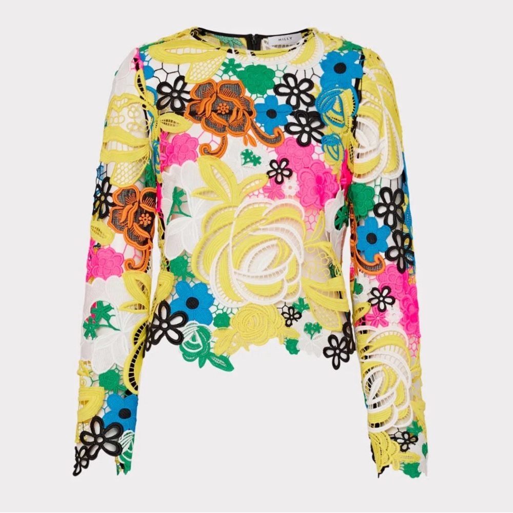 NWT! Milly Nori Multicolor Lace Top